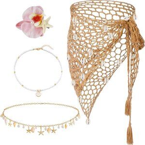 Mermaid Costume Swimsuit Cover Up Beach Dress Seashell Starfish Accessories